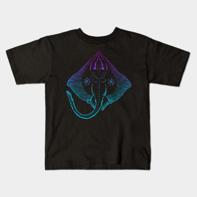 Stingray Drawing Gradient Kids T-Shirt by StupidHead